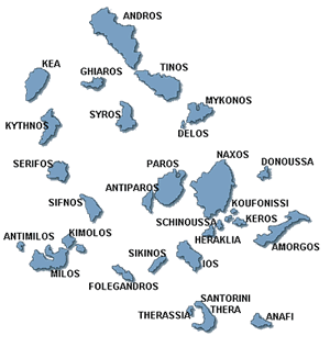 Κυκλάδες - Χάρτης κυκλάδων